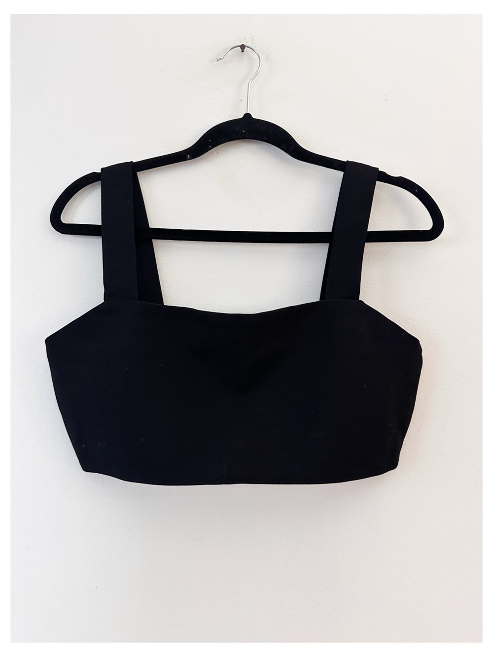 NWT SPRWMN Black Crop Top Tank Size Large Square Neck